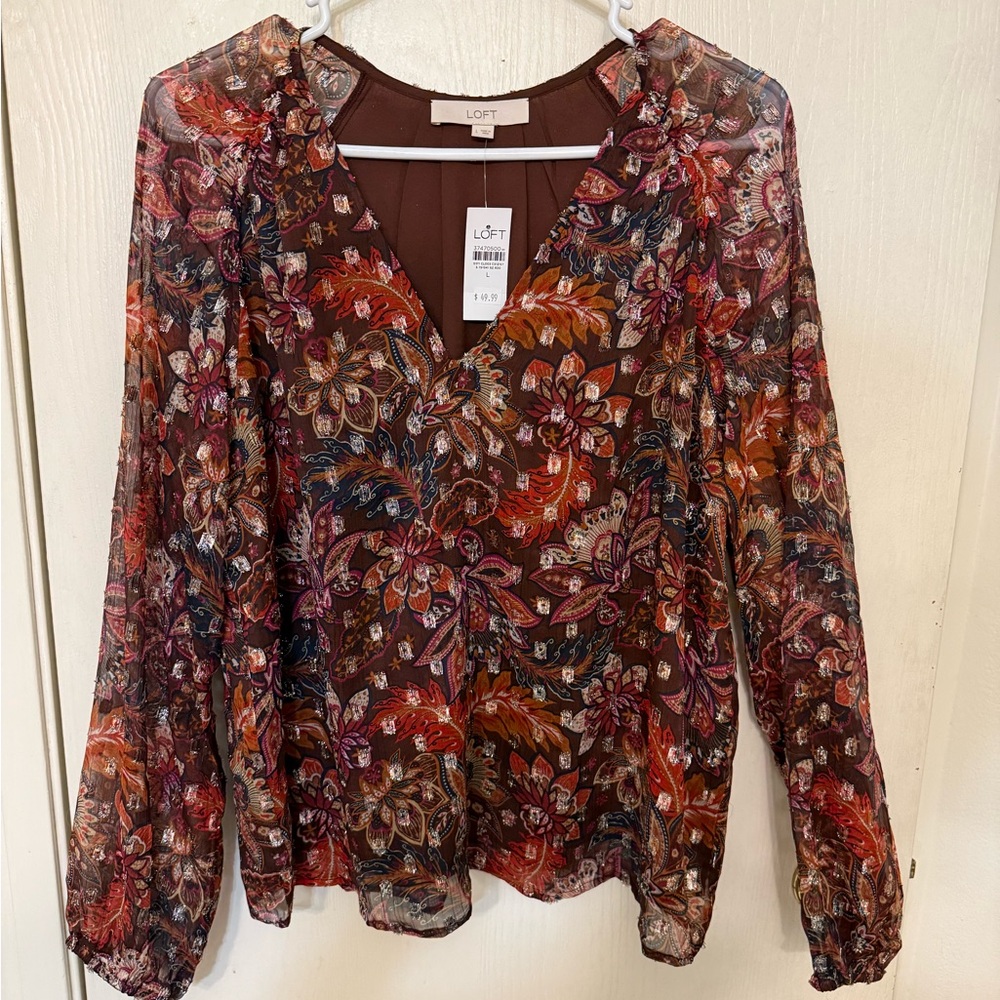 LOFT Women's Multicolor Floral Blouse